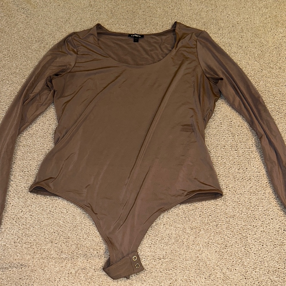 Express bodysuit long sleeve, light brown, size XL